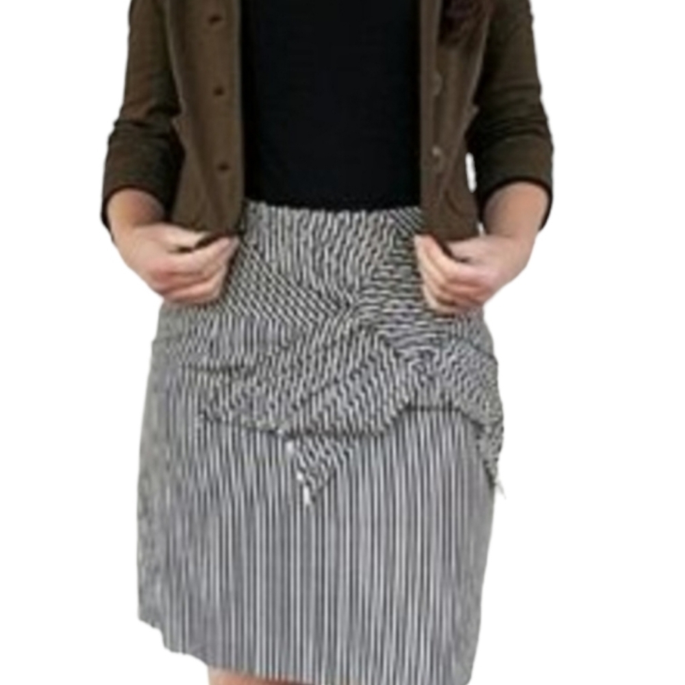 Anthropologie Taikonhu Yellow Cat Striped Pencil Skirt Gray 4